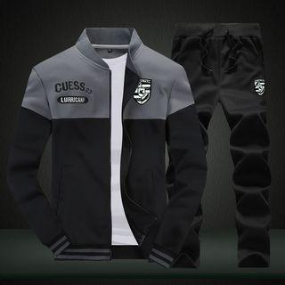 Set: Stand Collar Zip Jacket + Sweatpants