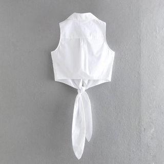 Sleeveless Tie-hem Crop Top