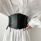 Lace Up Faux Leather Corset Belt Black - One Size