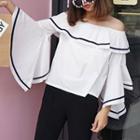 Ruffled Off-shoulder Bell-sleeve Top