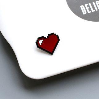 Pixelated Heart Brooch Red - One Size