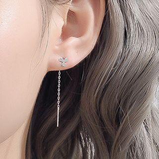 925 Sterling Silver Clover Dangle Earring 1 Pair - Silver - One Size