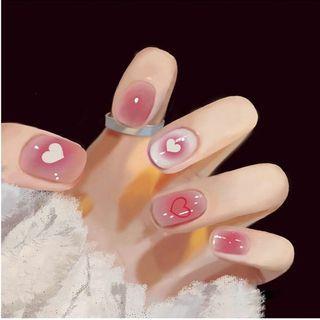 Heart Faux Nail Tips Y33 - Pink - One Size
