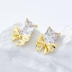 Rhinestone Bow Alloy Earring 1 Pair - Earring - Gold - One Size