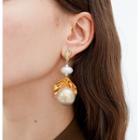 Faux Pearl Alloy Petal Dangle Earring 1 Pair - As Shown In Figure - One Size