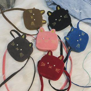 Cat Embroidered Rhinestone Cross Bag