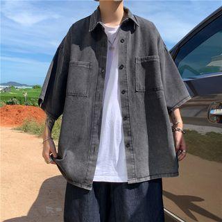 3/4-sleeve Denim Shirt Jacket
