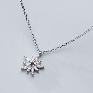 925 Sterling Silver Rhinestone Star Pendant Necklace Rhinestone Star Pendant Necklace - One Size