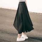 Plain Midi Flared Skirt