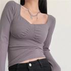 Square Neck Long Sleeve Skinny Top