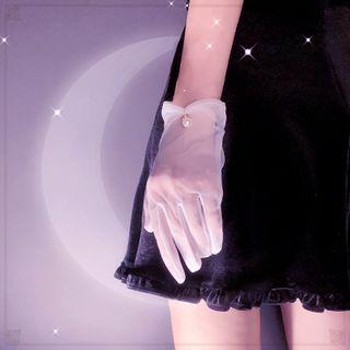 Faux Pearl Mesh Gloves