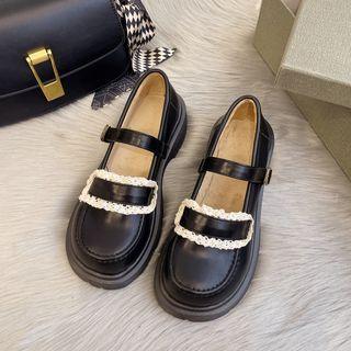 Block Heel Lace Mary Jane Shoes