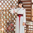 Set: Chinese Style Long-sleeve Top + Midi Skirt