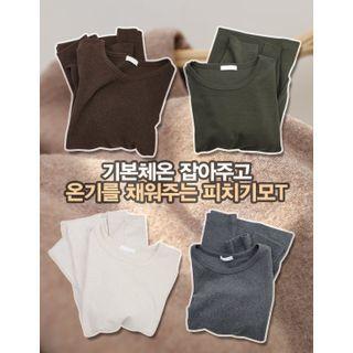 Crewneck Napped Plain T-shirt
