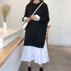 Long-sleeve Midi Mock Two-piece Dress Black - One Size