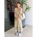 Tie-sleeve Floral Chiffon Dress