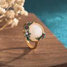 Faux Gemstone Flower Alloy Ring White - One Size