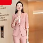 Elbow-sleeve One-button Blazer / Dress Pants / Set