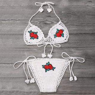 Embroidered Crochet Bikini