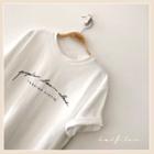 Short-sleeve Letter-print T-shirt Ivory - One Size