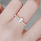 Faux Cat Eye Stone Rhinestone Alloy Open Ring Ly2639 - Ring - White & Gold - One Size