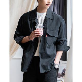 Flap-pocket Boxy Linen Jacket