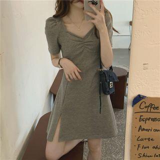 V-neck Slit Short-sleeve Dress