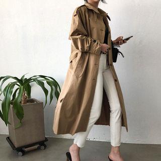 Funnel-neck Epaulet Mac Coat With Belt