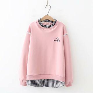Mock Two-piece Crown Embroidered Sweatshirt
