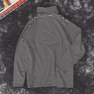Striped Turtleneck Long-sleeve T-shirt