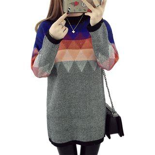 Diamond Panel Mini Sweater Dress