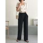 Square-neck Double-breasted Cropped Blouse