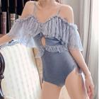 Elbow-sleeve Cold-shoulder Lace Swimsuit