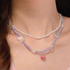 Layered Beaded Necklace Purple - One Size