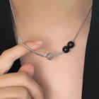 Bead Necklace 2495a - Necklace - Bead - Gray & Black - One Size