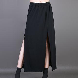 Side Slit Cropped Wide Leg Pants