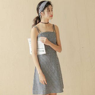 Strappy Checker A-line Dress
