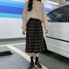 Sweater / Plaid Midi A-line Skirt