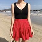 Sleeveless Knit Top / A-line Skirt