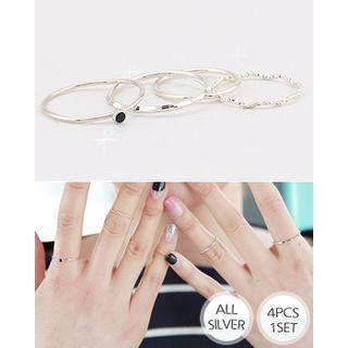 Set Of 4: Slim Silver Ring