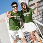 Couple Matching Lettering Short Sleeve T-shirt / Shorts / Pleated Skirt