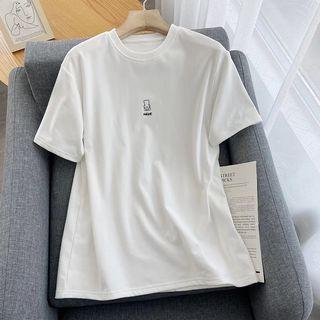 Letter Bear Embroidered T-shirt White - One Size