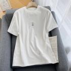 Letter Bear Embroidered T-shirt White - One Size