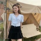 Short-sleeve Zipped Blouse