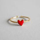 925 Sterling Silver Heart Open Ring Gold - One Size