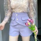 High-waist Pocket-flat Chiffon Dress Shorts