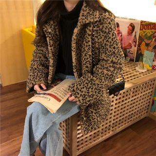 Leopard Print Buttoned Jacket Leopard - Khaki - One Size
