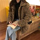 Leopard Print Buttoned Jacket Leopard - Khaki - One Size