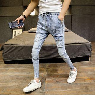 Lettering Cargo Skinny Jeans