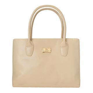 Faux-leather Zip Tote Beige - One Size